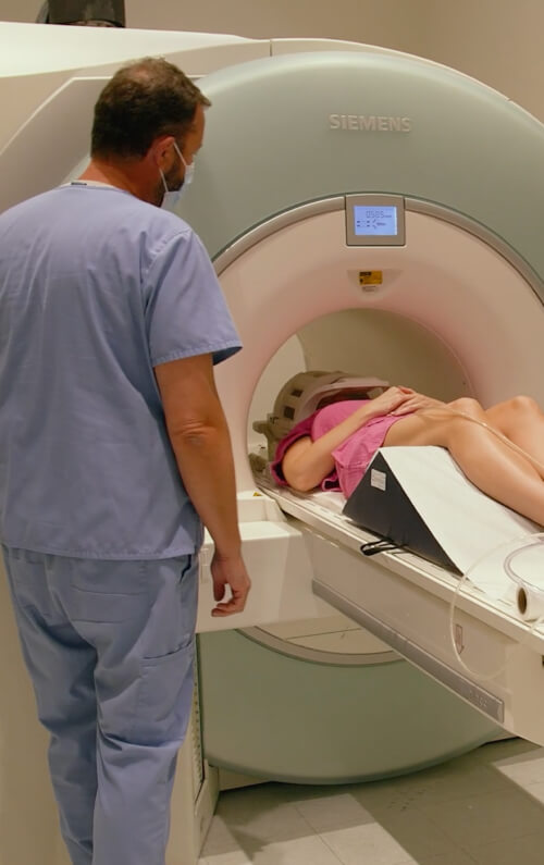 Client receiving an MRI